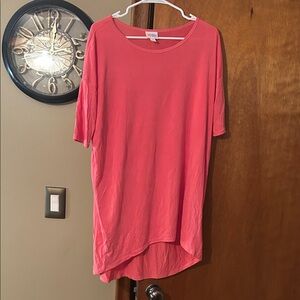 LuLaRoe Vibrant Pink Short Sleeve Irma  Top Size Small